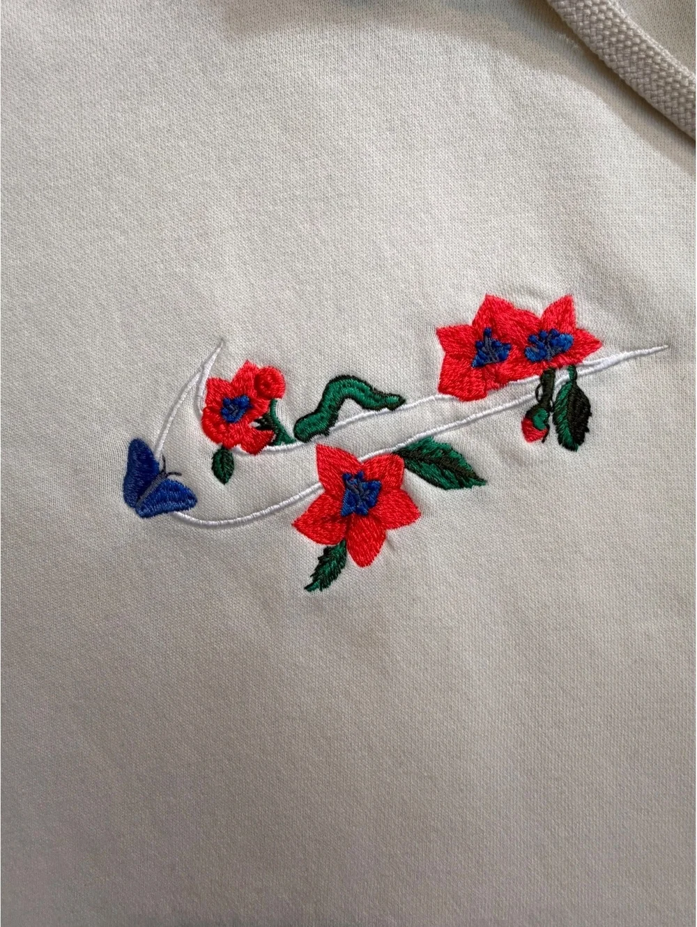 Nike cream floral embroidered hoodie